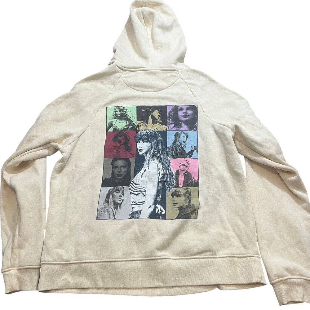 Taylor Swift Hoodie Unisex Medium Beige Eras Tour Graphic Pullover Sweatshirt‎